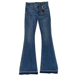 Express Jeans Womens Sz 4R Bell Flare Mid Rise Pockets In Front NWT A53
